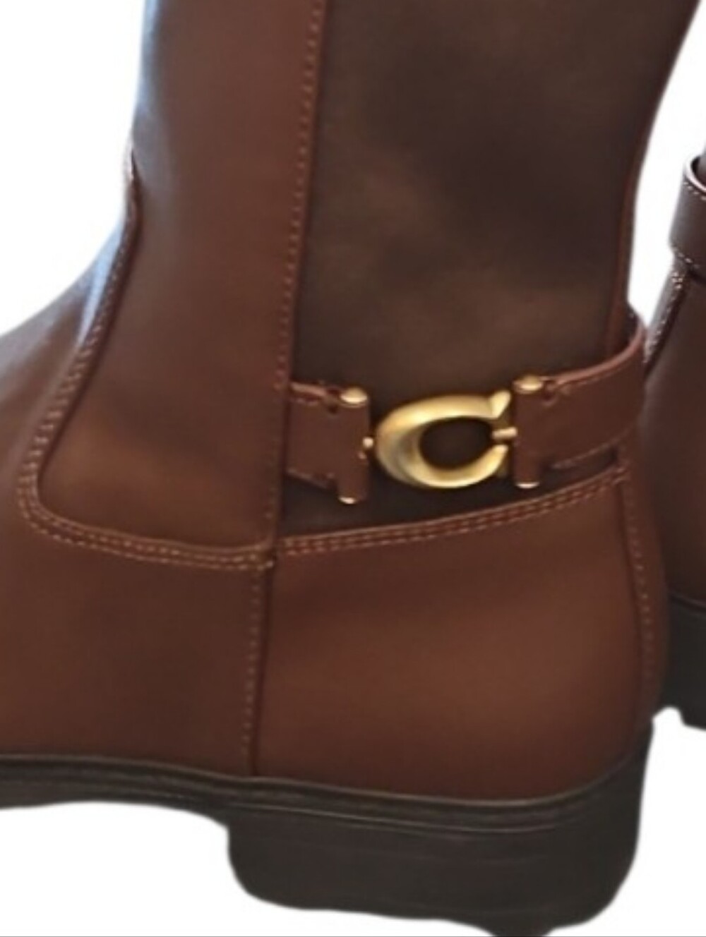 COACH Faith Brown Leather Knee High Lug Sole Riding Boots Size 9 - Picture 12 of 14